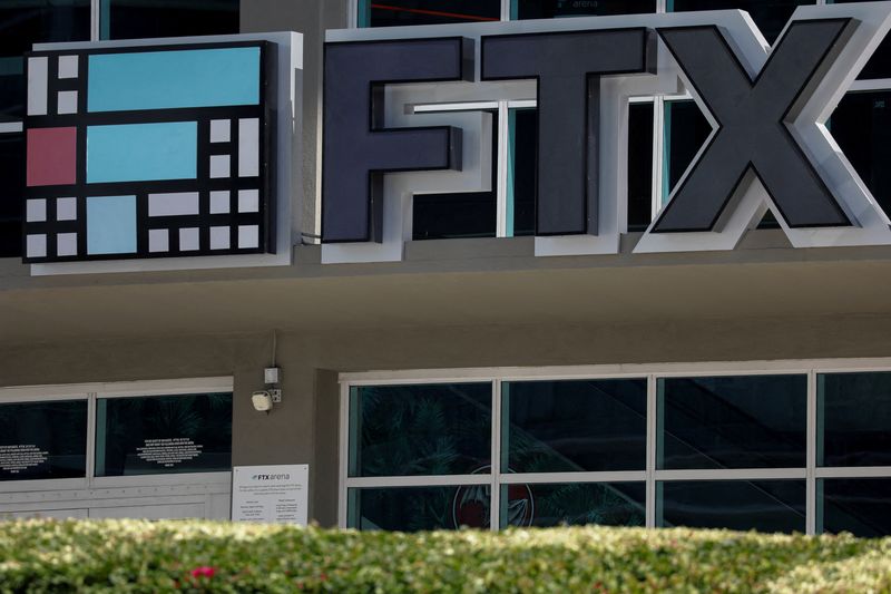 FILE PHOTO: FILE PHOTO: The logo of FTX is seen at the FTX Arena in Miami