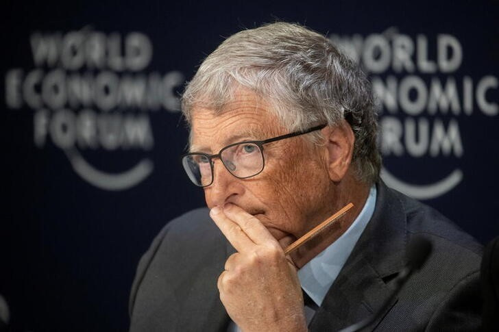 Gates, co-chairman of the Bill & Melinda Gates Foundation attends a news conference in Davos