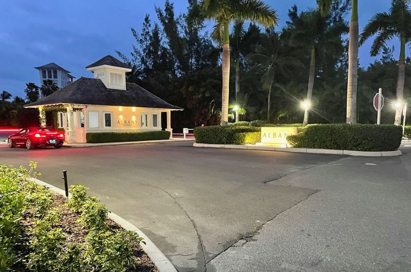 View of the entrance to the Albany, a gated community, in Bahamas