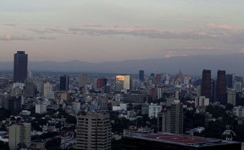 FILE PHOTO: A view of Mexico city?s skyline during a sunset