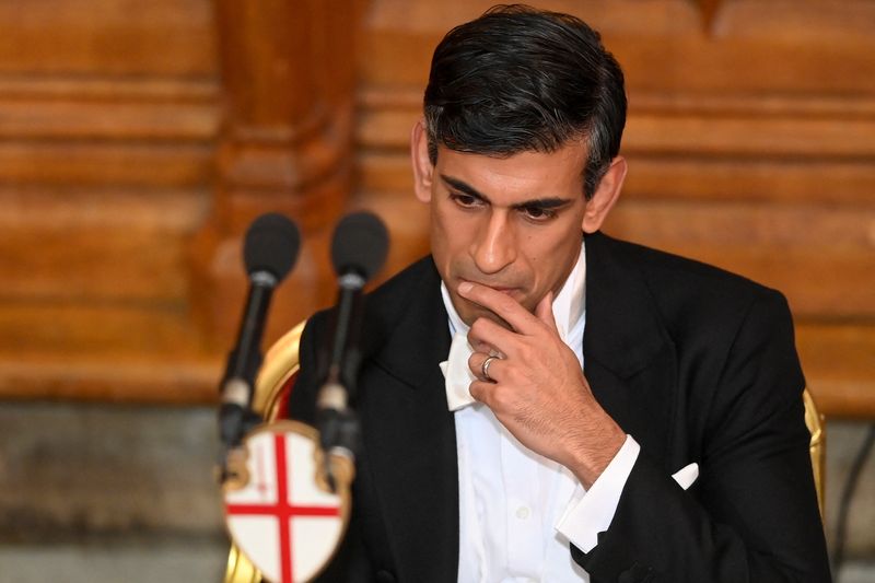 British Prime Minister Rishi Sunak attends the annual Lord Mayor's Banquet, in London