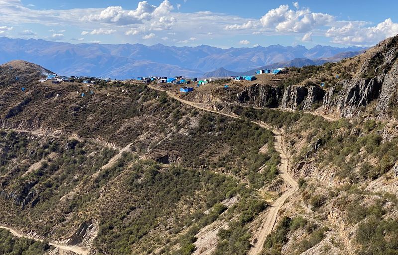 A view shows a makeshift dwelling near an area where hundreds of artisan miners have found a rich seam of copper, in Peru