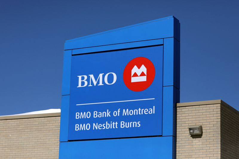 FILE PHOTO: A Bank of Montreal logo is seen outside of a branch in Ottawa
