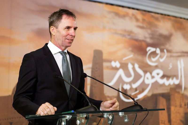 Chief Executive Officer of Wizz Air Jozsef Varadi speaks during a news conference in Riyadh