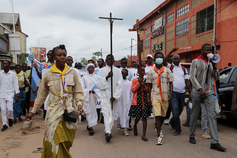 Thousands of Congolese churchgoers join nationwide marches against eastern violence