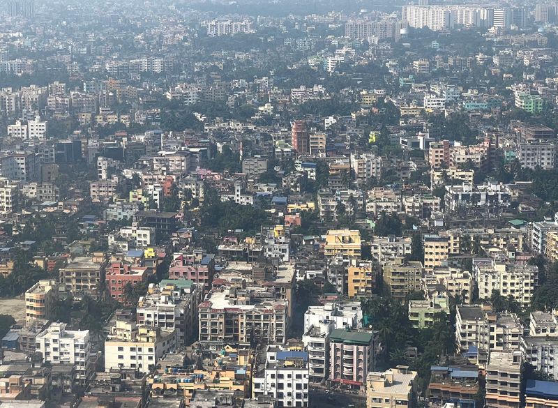 FILE PHOTO: An aerial view shows residential and commercial building in Kolkata