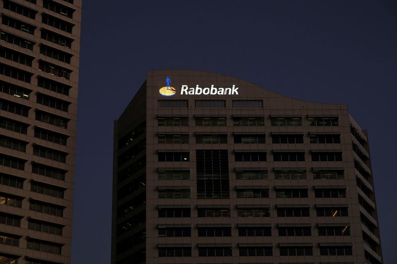 FILE PHOTO: Office buildings and a Rabobank logo are seen in Sydney