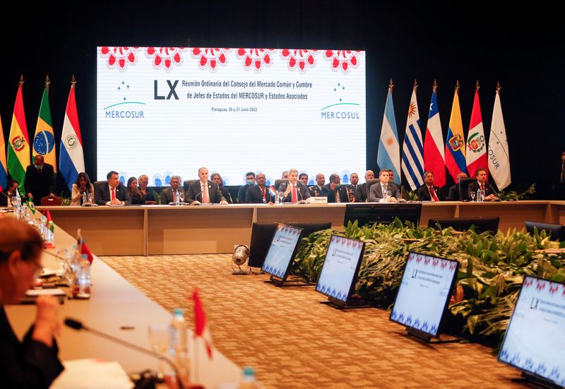 Presidents of the South American Mercosur bloc hold summit in Luque