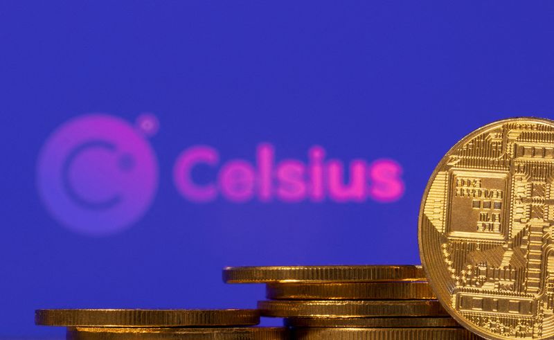 FILE PHOTO: Illustration shows Celsius logo and representation of cryptocurrencies