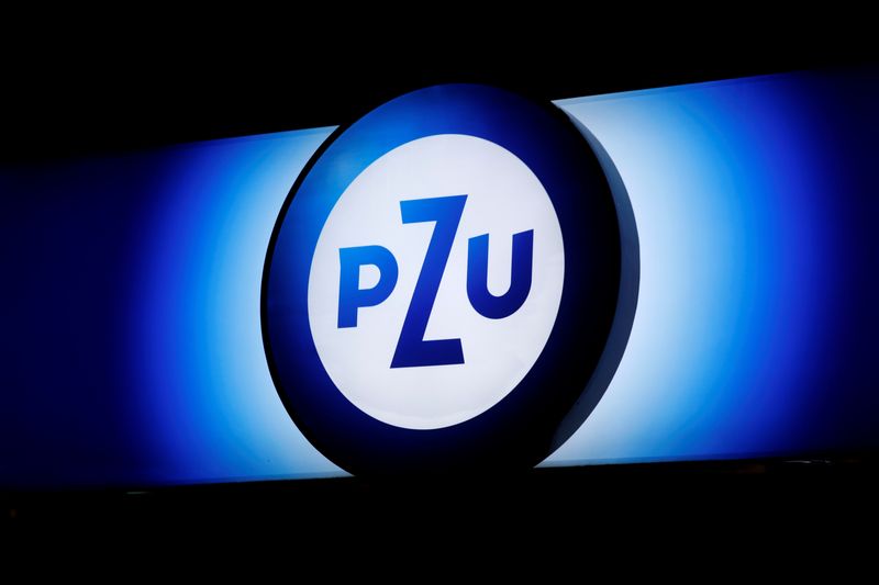 FILE PHOTO: PZU's logo is seen at its headquarters in Warsaw