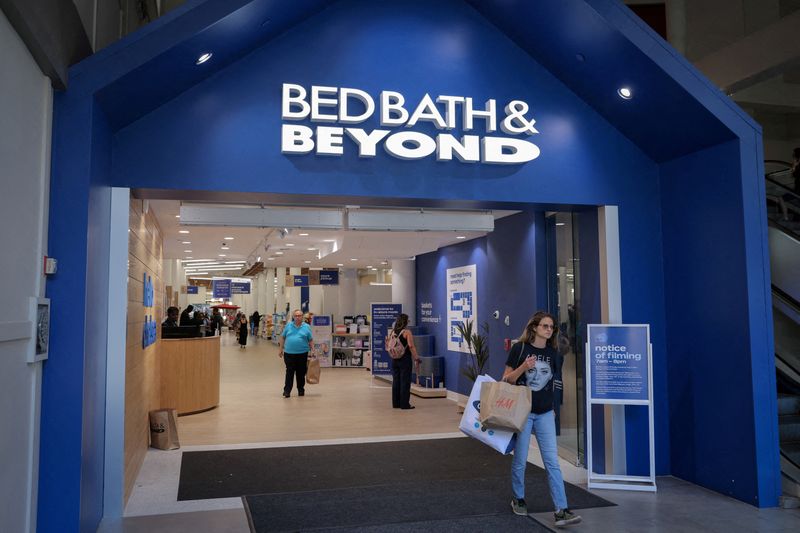 FILE PHOTO: A person exits a Bed Bath & Beyond store in Manhattan, New York City