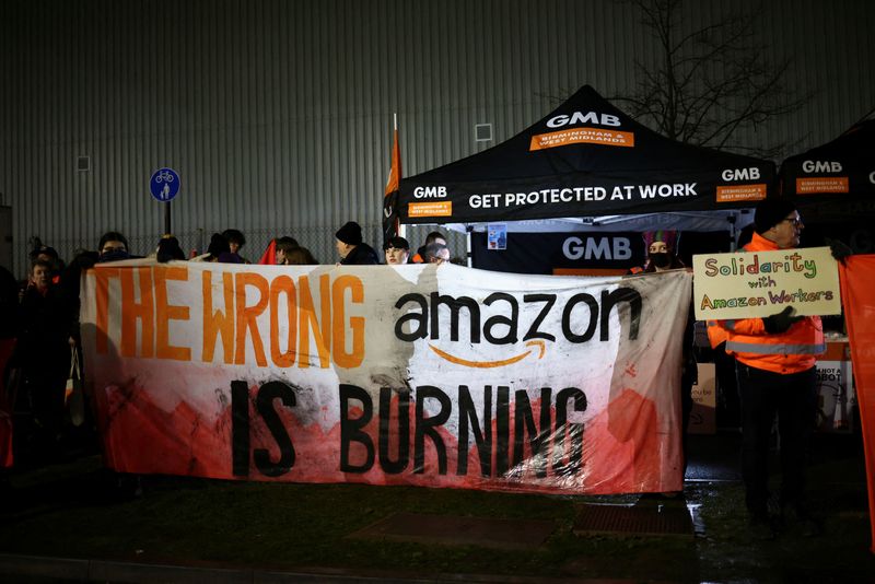 UK Amazon workers stage a strike in Coventry