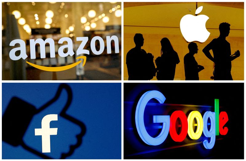 Los logotipos de Amazon, Apple, Facebook y Google