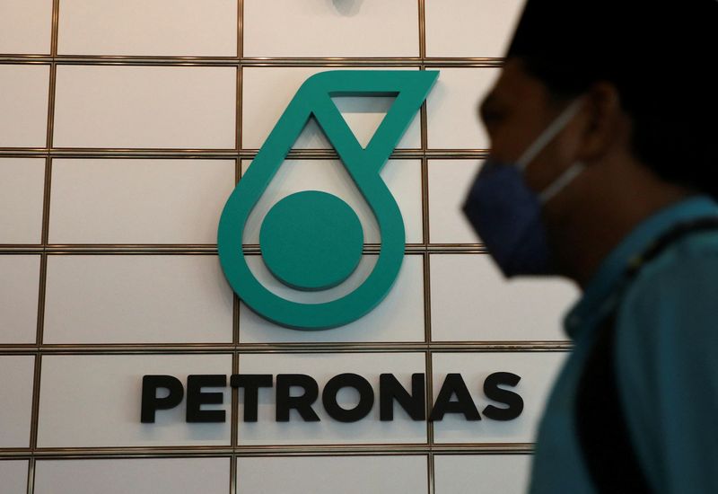 FILE PHOTO: A logo of Petronas is seen at their office in Kuala Lumpur