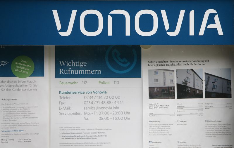 The logo of German real estate company Vonovia is seen at the company's headquarters in Bochum